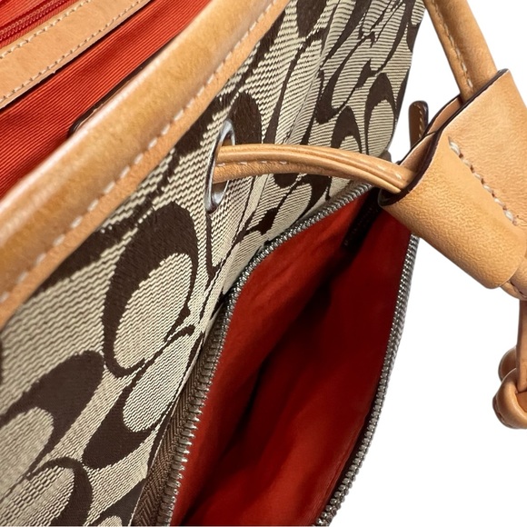 2000s Coach Signature Brown Canvas Backpack with Leather Trim - Picture 9 of 15